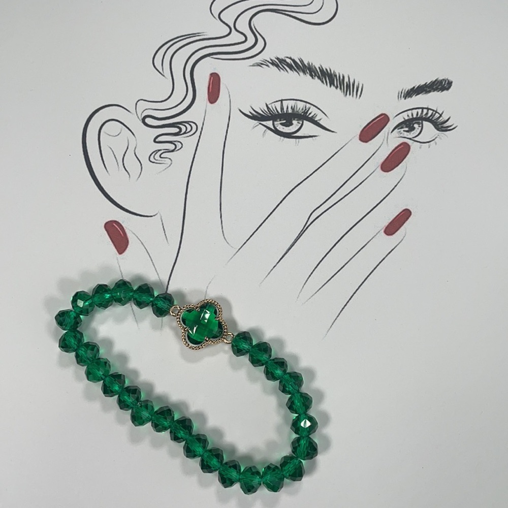 Clover Bead Bracelet (Emerald)